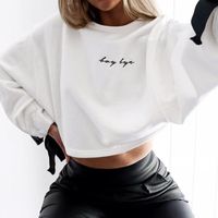 Wholesale Women s Hoodies Sweatshirts Fashion Women Bowknot Long Sleeve Round Neck Crop Tops White Pink Short Spring Outfits