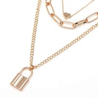 Wholesale Multi Layer Lover Lock Pendant Choker Necklace Steampunk Padlock Heart Chain locket Necklace N207161