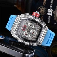 Wholesale High Quality Mens Watches Good Quartz Movement All Dial Work Chronograph Men Watch Rubber Strap Full Diamond Watch for Men Iced Ou45678