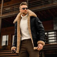 Wholesale Fashion Men Mid length Windbreaker Jackets High Quality Man Warm Lapel Solid Color Suede Coat Chaqueta De Los Hombres