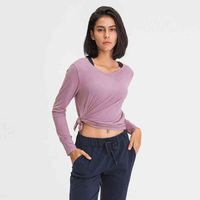 Wholesale Women s Jackets Autumn and winter women s simple leisure sports long sleeve open waist sewing fast dry Breathable naked yoga suit