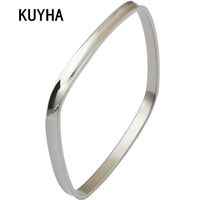 Wholesale Silver Color Bangle Wrist Bracelet for Women Men Fashion Jewelry Small Square Stainless Steel Chain Bangle Q0717