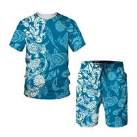 Wholesale Men s Tracksuits Summer D Printed Men Women Casual Short Sleeve Suit Floral Pattern Matching T shirt And Shorts Tracksuit