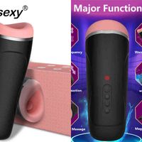 Wholesale Nxy Sex Vibrators Real Sucking Male Masturbator Heating Strong Clip Suction Blowjob Deep Throat Automatic Masturbation Cup Oral Toys for Men