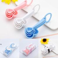 Wholesale Heart Shaped Measuring Spoons Wedding Favor Souvenir Gift Baby Shower Party Favor Gifts Kitchen Baking Plastic RRB12296