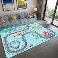 Wholesale Carpets Cartoon Traffic Track Carpet For Children s Room Nordic Cute Play Kids Soft Flannel Bedside Mat Bedroom Anti slip