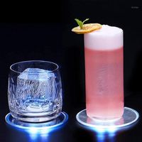 Wholesale Mats Pads cm Creative LED For Bar Table Decoration Acrylic Cocktail Flash Base Crystal Ultra Thin Light