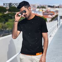 Wholesale KuegouMen s short sleeve t shirt summer graffiti printed cotton fashion leisure men s clothing Tshirt top BT