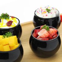 Wholesale Disposable Cups Straws HIgh Quality Cute Small Plastic Jar Black transparent Packaging Pudding Jelly Yogurt Bottle Ice Cream Cake Fr