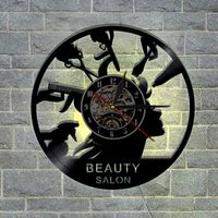 Wholesale 1Piece Beauty Salon Record Wall Clock Barber Shop Unique Art Decor LED Light With Color Changing Hanging Time Watch1 Clocks