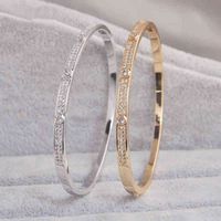 Wholesale Gold Color Charm Bracelets Bangles For Women Birthday Gift Copper Cubic Zirconia Cuff Braclet Femme Dubai Fashion Jewelry
