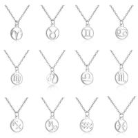Wholesale Mini Zodiac Pendant Necklace Silver Color Designer Dainty Small Constellation Sign Stainless Steel Chian Jewelry Gift