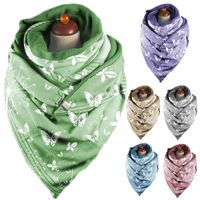 Wholesale Women Winter Thick Warm Triangle Scarf with Clip Butterfly Print Shawl Blanket WB