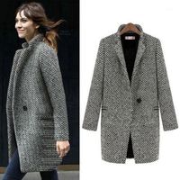 Wholesale Women s Wool Blends Large Number Of Spot Autumn And Winter Foreign Trade Windbreaker Wear Plus Velvet Cotton Loose Coat