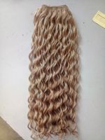 Wholesale Briazilian Human Virgin Remy Hair Weft Loose Curl Baby Soft Hair Extensions dark blonde Color g Bundles