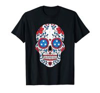 Wholesale Men s T Shirts Vintage United States Sugar Skull Merica Flag Halloween Gift T Shirt