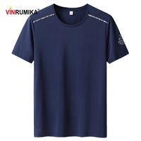 Wholesale New Super Large Size L XL Men Summer Casual Brand Black Short Sleeve T shirt Tees Tops Man Elastic O neck Blue T shirts