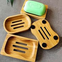 Wholesale Bathroom Bamboo Soap Dish Biodegradable Natural Drain Rack Wooden Durable Ecological Home Storage Organizer Eco Friendly Products NHF12752