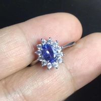 Wholesale Cluster Rings Cyan Tanzanite Gemstone Ring For Women Jewelry Natural Gem Certified Real Silver Engagement Lucky Birthstone Party Gift
