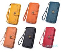 Wholesale Purlet source spot female retro oil leather mobile phone long hollow out large wallet hand carry