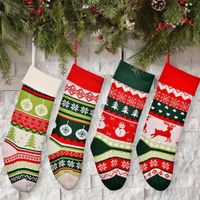 Wholesale Christmas Decorations Knitted Stocking Socks Sack Year Gift Candy Bags For Home Xmas Tree Hanging Ornaments N B8l7