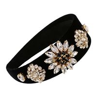 Wholesale Hair Accessories ZHINI Women Headpiece Stretch Turban Headwear Handmade Black Color Headband White Crystal Jewelry