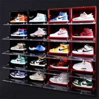Wholesale Sneakers Box Sliding Plastic Shoes Box Stackable Display Cabinet Storage Box Detachable Dustproof Shoe Rack Organizer for AJ