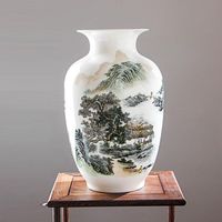Wholesale Vases Jingdezhen Fine Bone China Vase Antique Chinese With Peony And Rivers Mountains Pattern