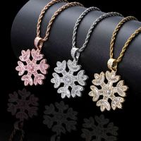 Wholesale Factory sholesale Hip hop jewelry snowflake pendant real gold electroplating simple micro inlaid zircon men s and women s personalized hipho