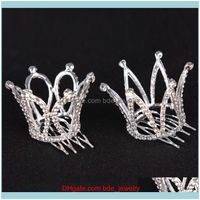 Wholesale Hair Jewelry Jewelryhair Clips Barrettes Mini Women Girl Rhinestone Crown Bridal Tiara Comb Pin For Wedding Party Arrival Drop Delivery