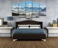 Wholesale 5 Pieces Modern Wall Art Posters For Living Room painting Snow Mountains HD Canvas Home Decor Modular Pictures No Frame