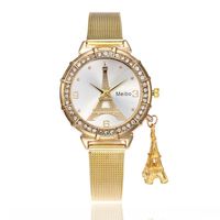 Wholesale Wristwatches Pendant Watches Women Luxury Gold Crystal Paris Eiffel Tower Ladies Fashion Quartz Clock Relogio Feminino