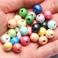 Wholesale Other mm Colorful Wood Round Beads Plated Silver Loose Spacer For Jewelry Making Diy Bracelet Necklace Accessories
