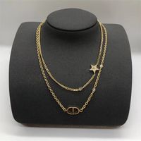Wholesale Fashion Jewelry Necklace Di Family Minority Cd Star Double Layer Necklace Women s Gold plated Versatile Temperament Bracelet