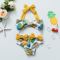 Wholesale Clothing Sets Pudcoco Toddler Baby Girl Clothes Bathing Suits Sexy Pineapple Print Tie Up Halter Bikini Top Swimming Bottoms With Bowknot