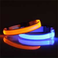 Wholesale New fashion LED Nylon Collar Dog Cat Harness Flashing Light Up Night Safety Pet Collars multi color XS XL Size Christmas Accessories S2