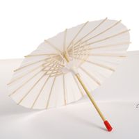 Wholesale Classical White Bamboo Papers Umbrella Craft Oiled Paper Umbrellas Blank Painting Bride Wedding Parasol Stage Decoration RRB13138