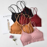 Wholesale Sports Girl Crop Top Wear Free Underwear Cotton With Chest Pad Beautiful Tank Top For Ladies Back Cross Stretch Vest Bra