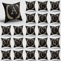 Wholesale Cushion Decorative Pillow Black Throw Covers Home Decorative English Letter Alphabet Cases Crown Glitter Cushion Cover For Sofa Bed Chair