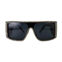 Wholesale Sunglasses Rhinestone Bling Square Oversized Women Big Frame Fashion Brand Designer Shades