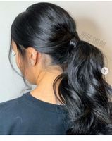 Wholesale Wavy human hair ponytail hairpiece Elastic band draw string pony tail wraps around ponytail g b
