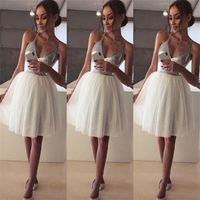 Wholesale Womens Sexy Sequin Short Dress Cocktail Party Evening Formal Ball Gown Dresses Tutu Tulle V neck Halter Sleeveless Dress X0705
