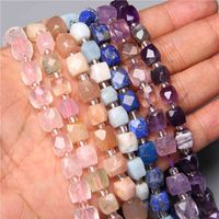 Wholesale 8mm Faceted Blue Yellow Pink Purple Apatite Quartz Lapis Aquamarin Gem Natural Loose Stone Spacer Beads for Jewelry Making