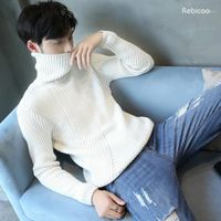 Wholesale Thick Turtleneck Sweaters Men Slimming Korean Pure Color Knitted Teenagers Men s