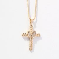 Wholesale Christian Fashion Cross Pendant Necklaces Copper Micro inlaid Zircon Single Layer Clavicle Chain Retro Temperament Design Personality Necklace Jewelry Gifts