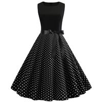 Wholesale Casual Dresses Black White Patchwork Polka Dot Summer Dress Women Vintage s s Pin Up Rockabilly Plus Size Robe Party Office