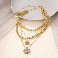 Wholesale Vintage Multilayer Chain Necklace Women s Necklace Torques Large Coin Pendant Jewelry Accessories Q2