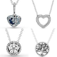 Wholesale 100 Sterling Silver Shiny Snowflake Necklace Heart Blue Moon and Stars Diy Jewelry