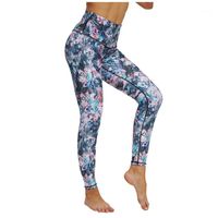 Wholesale Yoga Outfits Women s Skinny High Waist Sports Capri Sexy Slim Belly Printed Pocket Leggings Gym Running Exercise Pants gh1