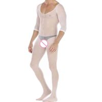 Wholesale White Lingerie Bodysuit Men Sleepwear Porno Nightgown Funny Costumes Body Stockings Male Underwear Sexy Clothing